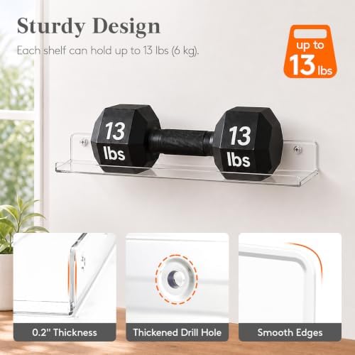 Lifewit Acrylic Floating Shelves for Wall 14" Clear, 12 Pack - Image 4