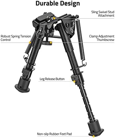 CVLIFE Rifle Bipod, 6-9 Inch Adjustable Super Duty Bipod - Image 2