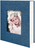Photo Album 4x6 100 Pockets, Linen Cover Top Loader Vertical, Slip-in Picture Blue Pockets Albums for Wedding, Family, Anniversary, Baby, Vacation by HenPisen