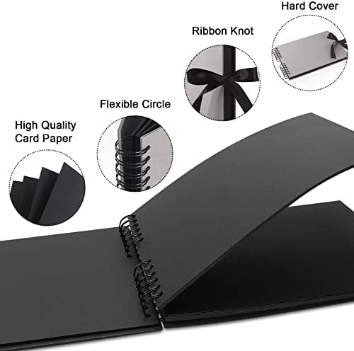 Vienrose Scrapbook Album 80 Pages 11x8 Inch Black - Image 3