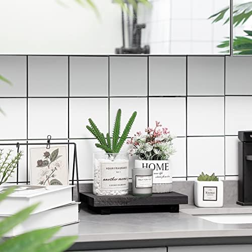 Nuogo Wood Pedestal Riser Stand for Kitchen Soap Tray,12 X 7 Inch,Black - Image 2