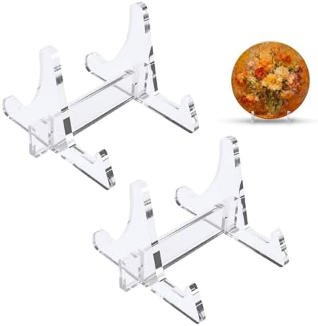 2-Pack 2.36 Inch Clear Acrylic Small Plate Stands fo Display by PapakeNook