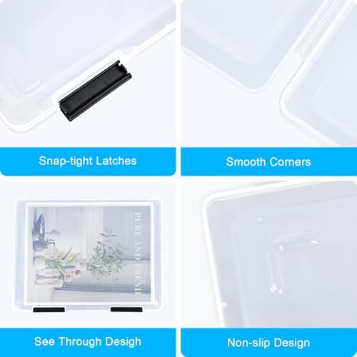 SAYEEC Portable Project Case A4 Plastic Transparent File Storage Box for 8.5"x11" Paper Slim Photo Art Craft Storage Container Scrapbook Document Organizer Magazine Protector for Office School (Black) - Image 3