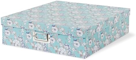 Soul & Lane - Floral Photo Storage Box, 14.8x13x3.7 In, Blue Cottage by SoulLane