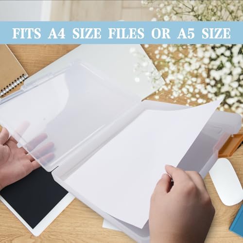 12 Pcs Clear Paper Storage Box, Brown, 12.4 x 9.84 x 1.18 Inches - Image 4