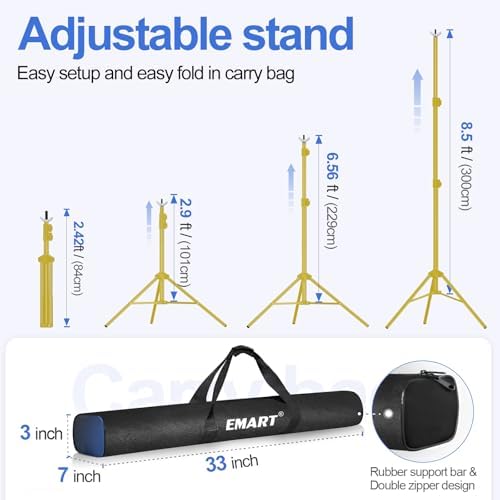 EMART Backdrop Stand 10x8.5FT Adjustable Back Drop Stand for Party -Gold - Image 3