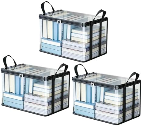 3 Pack Clear Comic Book Storage Containers, Black by SKYJORMY