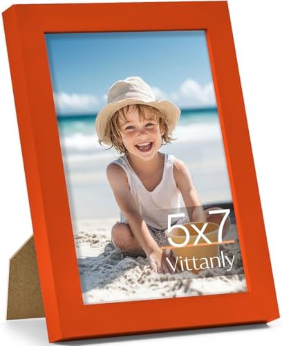 Vittanly 5x7 Picture Frame Made of Solid Wood for Wall or Tabletop, Orange by Vittanly