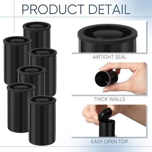 Wenqik 50 Pcs Film Canisters with Caps for Rockets 35 mm Plastic Empty Film Canister Holder Camera Reel Containers for Beads Fish Hook Keys Small Accessories Storage(Black) - Image 4