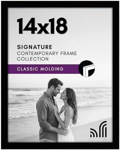 Americanflat 14x18 Picture Frame with Polished Plexiglass - Signature Collection - Gallery-Style Frames Made of Engineered Wood - Photo Frame for Wall Display - Black by Americanflat