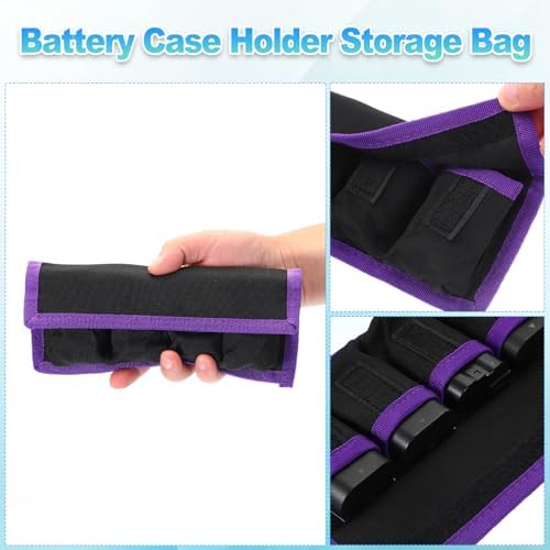 PATIKIL Camera Battery Pouch Cases, 4 Pocket Nylon DSLR Battery Case Holder Storage Bag for AAA, LP-E6, LP-E8, NP-FW50, EN-EL14, EN-EL15 Batteries (Purple) - Image 5