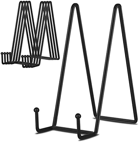 Decolore 8 Inch 5 Pack Black Metal Display Stands Plate Stand Plate Holder Display Stands for Picture, Decorative Plate, Book, Photo Easel, Artistic Work by Decolore