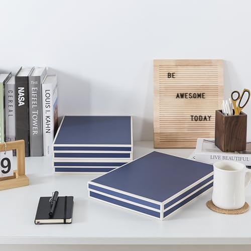 Soul & Lane - Letter Size Document Storage Boxes with Lids, Set of 3, Blue - Image 4