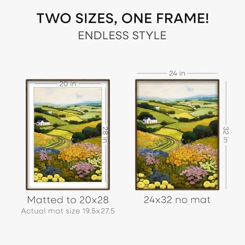 Homeforia 24x32 Mortise&Tenon Walnut Poster Frame, 20x28 Mat, Glass - Image 3