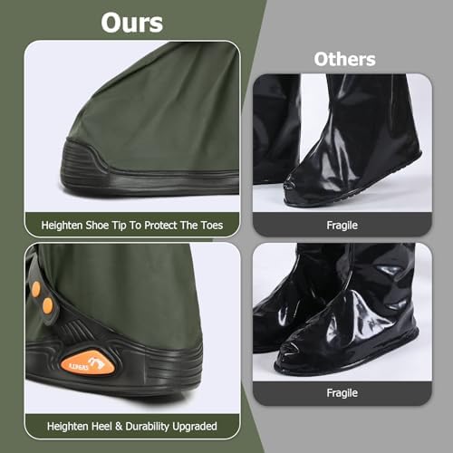 IwIeIaIrI PVC Waterproof Rain Boot Covers with Safety Reflector, Green, M - Image 4