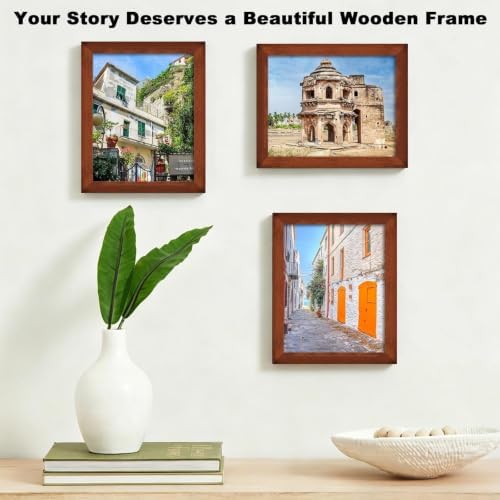 RPJC 8x10 Solid Wood Picture Frame Real Glass Cover Brown - Image 4