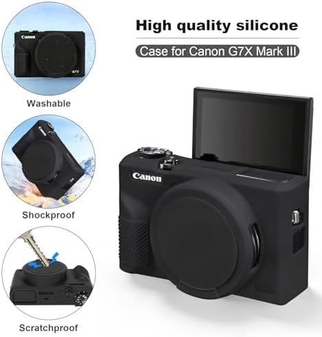 BOVKE Hard Case + Silicone Cover for Canon Powershot G7 X Mark III, Black - Image 4