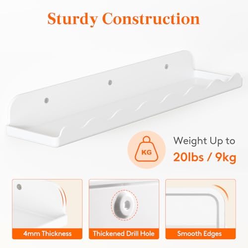 Lifewit Plastic Nursery Floating Book Shelves 12 Pack, 15"x3.4" White Clouds Plastic Wall Shelf for Bedroom Kids, Hanging Bookshelf Racks for Baby Toddler Children Room Decor, White - Image 5