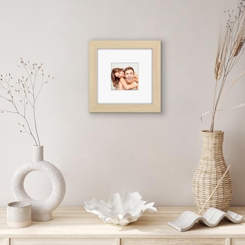 Americanflat 8x8 Picture Frame - Matted to 4x4 - Natural Oak - Image 6