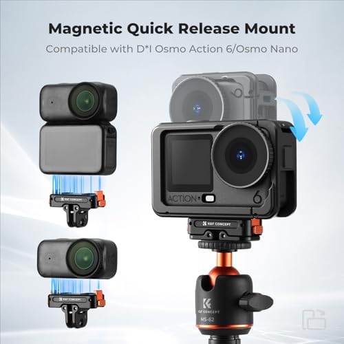 K&F Concept Magnetic Adapter Mount for DJI Osmo Action 6/Osmo Nano, Metal - Image 2