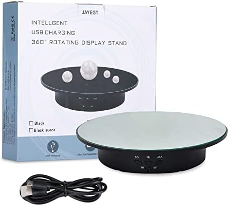 JAYEGT Motorized Rotating Display Stand, 7.87inch /17.6lbs Load, 360 Degree Electric Rotating Turntable for Photography Products, Jewelry, Cake,3D Model , Mirror Cover (Black/Button Control) - Image 7