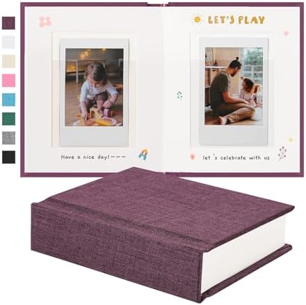 Instax Mini Photo Album with Writing Space, Linen Cover, Purple by Unknown
