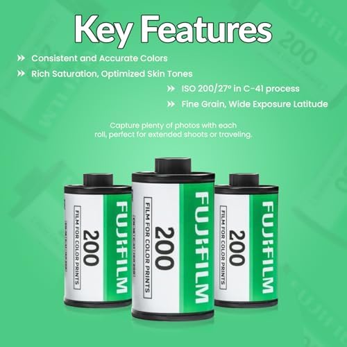 FUJIFILM 200 Color Negative Film (35mm Roll Film, 36 Exposures, 3-Pack) + BluebirdSales Microfiber Cleaning Cloth Bundle - Image 4