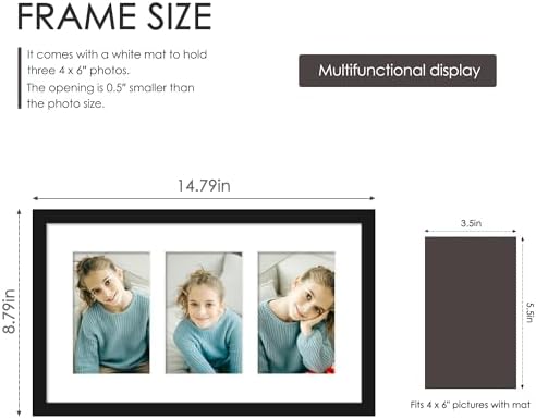DUENPY 4 Pack 8x14 Collage Frame For 3 4x6 Photos Black - Image 3