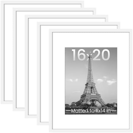 upsimples 16x20 Picture Frame, Gallery Wall Frames Set of 5, White by upsimples