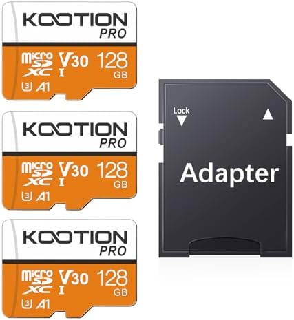KOOTION 128GB Micro SD Card 3 Pack, UHS-I MicroSDXC Card for 4K Video Recording, U3, A1, V30, C10 TF Flash Memory Card with Adapter by KOOTION