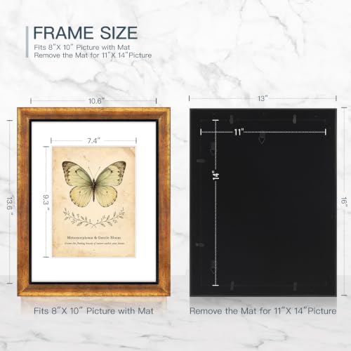 XUANLUO 11x14 Picture Frames Set of 4,Rustic Retro Photo Frame(Mix Color) - Image 2