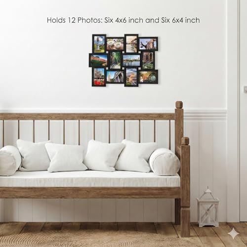 MELANNCO Collage Picture Frame 18x23 Inch Black - Holds 12 Photos in 4x6 and 6x4 Formats - Wall Display for Home Decor, Horizontal or Vertical Hanging - Image 4