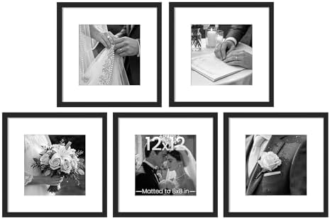 upsimples 12x12 Picture Frame, Gallery Wall Frames Set of 5, Black by upsimples