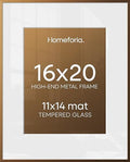 Homeforia 16x20 Bronze Picture Frame, High-End Metal, 11x14 Mat, Glass by Homeforia