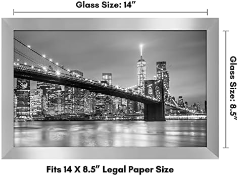 Americanflat 8.5x14 Picture Frame with Shatter-Resistant Glass - Signature Collection - Gallery-Style Frames Made of Engineered Wood - Photo Frame for Wall Display - Silver - Image 2