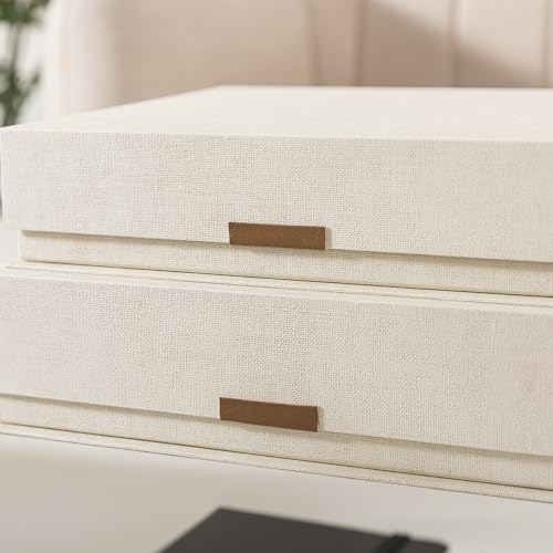 Soul & Lane - Letter Keepsake Storage Box, Magnetic Lid, Set of 2, Beige - Image 4