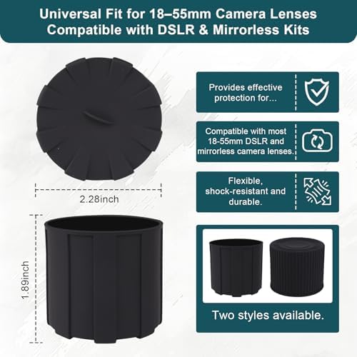 18–55mm Lens Cap, Universal Camera Lens Cover for DSLR & Flexible Front Lens Protector, Dustproof Scratch Resistant Lens Cap, Two Styles,Compatible with Nikon, Canon, Sony, Fujifilm Camera Lenses - Image 2