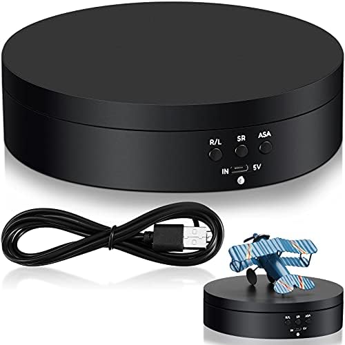 Hicarer 360 Rotating Display Stand Turntable USB Powered, Black, Mirror by Hicarer