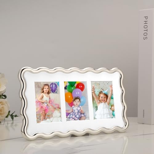3-2x3'' Silver Heavy-Duty Zinc Alloy Picture Frames,Wave Design Silver Picture Frame Multi 3x2'' Photo Frame,with Black Premium Velvet Backing,for Desktop and Wall Hanging. - Image 5