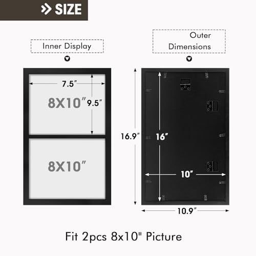 Golden State Art, 8x10 Double Picture Frame, Display Two 8x10 Photos(Black) - Image 5