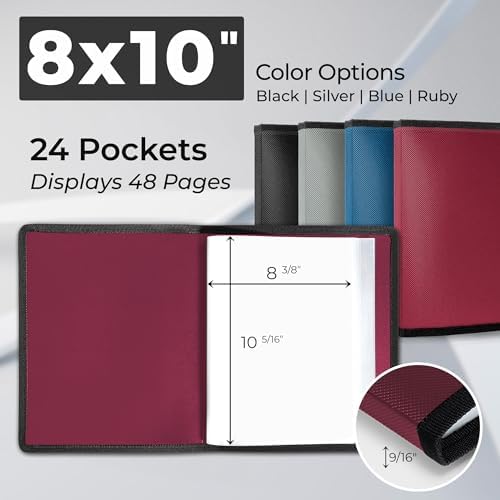 Dunwell 8x10 Photo Album & Art Portfolio Book, 24 Sleeves, Ruby - Image 5