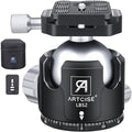 Low Profile Ball Head Tripod Mount Ball Head 52mm Diameter ARTCISE LB52 All Metal CNC Machining with Two 1/4" Quick Release Plates for Tripod, Monopod, DSLR, Camcorder，Max Load 66lbs /30kg by ARTCISE