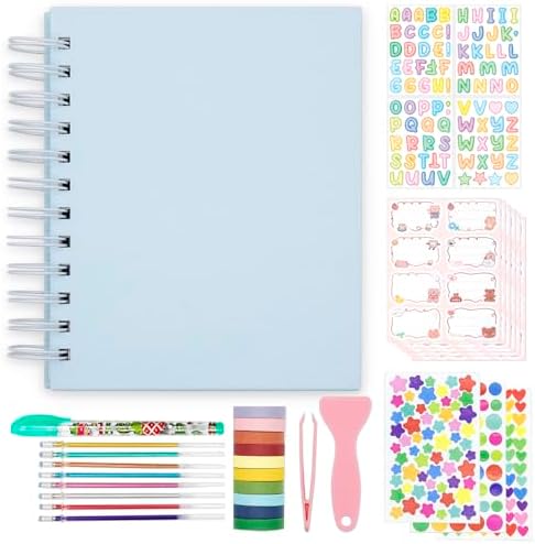 Scrapbook Self Adhesive Photo Album 25 Pages Hard Cover DIY Photo Album for Instant Camera Print Paper with DIY Accessories (Blue) by Hearoo
