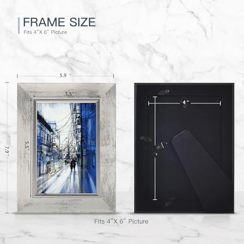 XUANLUO 4x6 Picture Frames Set of 4,Rustic Retro Photo Frame(White) - Image 2