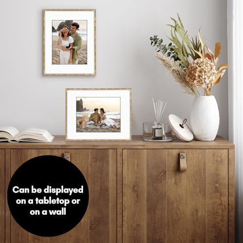 Americanflat 11x14 Bamboo Picture Frame - Matted to 8x10 - Metal - Gold - Image 4