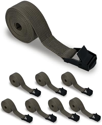 Trail Camera Straps 8 Packs, Game Cam Mounting Straps w/Durable Alloy Buckle, 6 ft. Long Nylon Utility Strap for Hanging Deer Camera, 25mm Width (Brown) by Upperosey