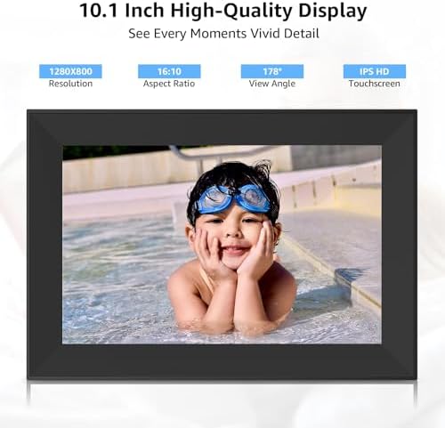 Digital Picture Frame with 10.1 Inch IPS Touch Screen,Loading Pictures to Smart Digital Photo Frame via Frameo App,Rotation and Backup to SD Card Automaticly,Gift for Mother's Day - Image 2