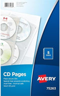 Avery Clear DVD Storage Sleeves for 3 Ring Binder, Two-Sided, Pack of 5 Holds 20 CD/DVDs Total (75263) by Avery