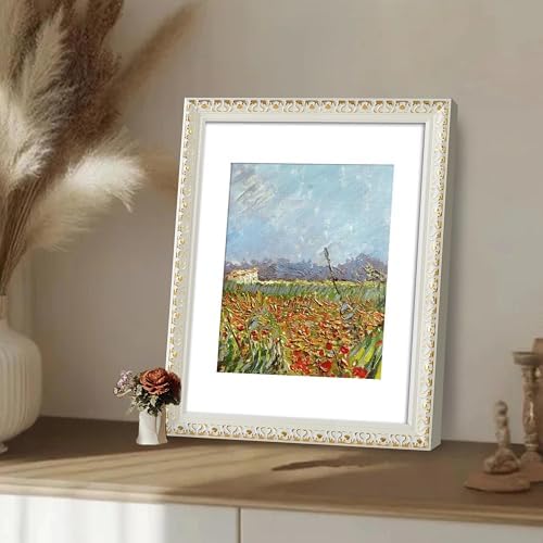 VIOLABBEY 11x14 Picture Frame Antique White and Gold, Ornate Vintage Frame - Image 5