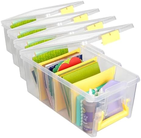 ArtBin 6925JY Semi Satchel with Yellow Accents Storage Container, Clear (Pack of 4) by ArtBin